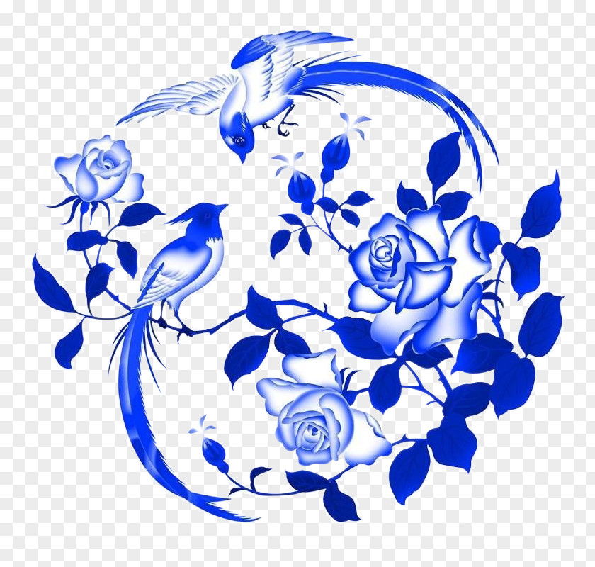 Blue And White Style Pottery Clip Art PNG