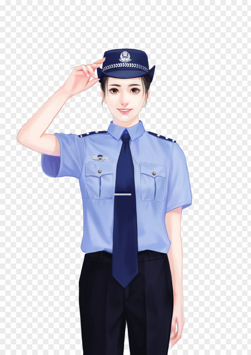 Hand-painted Beauty Police Officer Download PNG