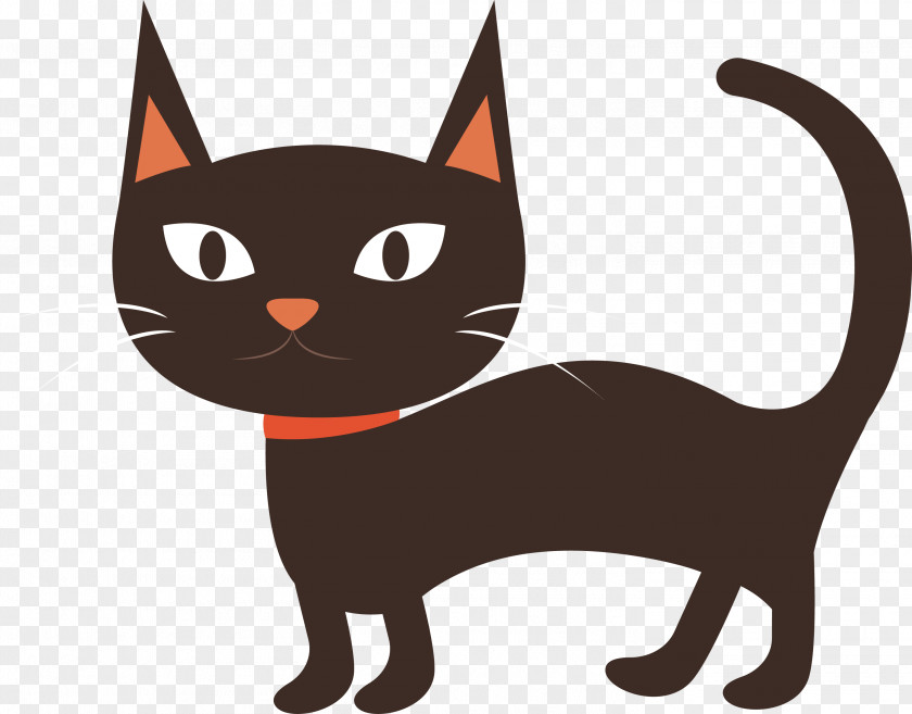Lovely Cartoon Black Cat Burmese Kitten Whiskers PNG
