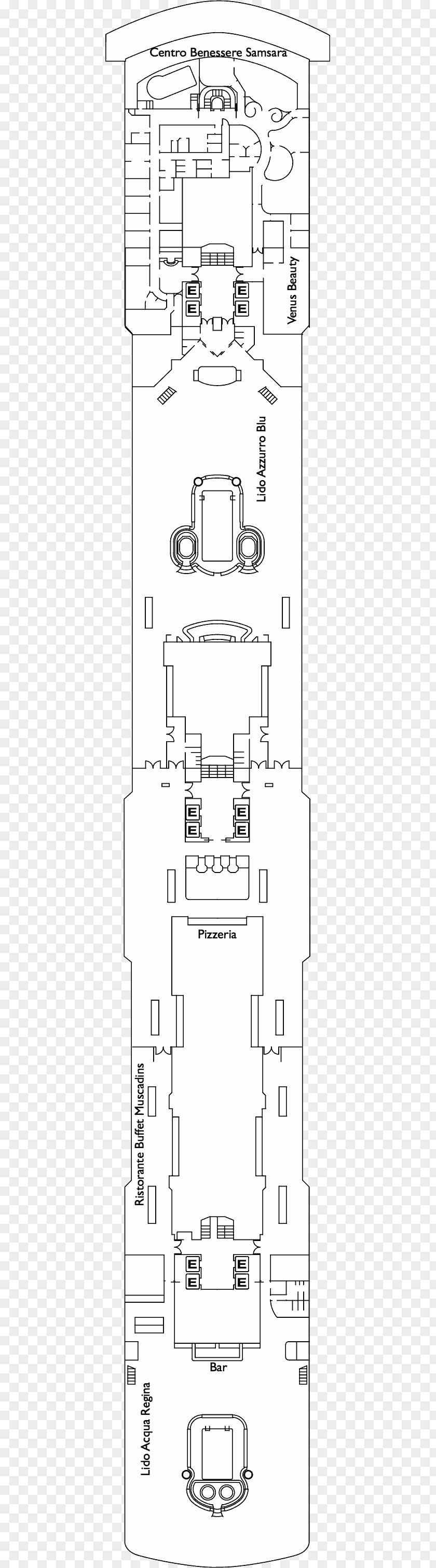 Restaurant 2 Level Decks Deck Cruise Ship Costa Deliziosa Floor Plan PNG