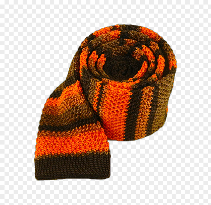 Striped Bow Headgear Scarf Wool Orange S.A. PNG