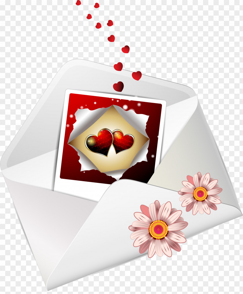 Valentines Day Heart Envelope Clip Art PNG