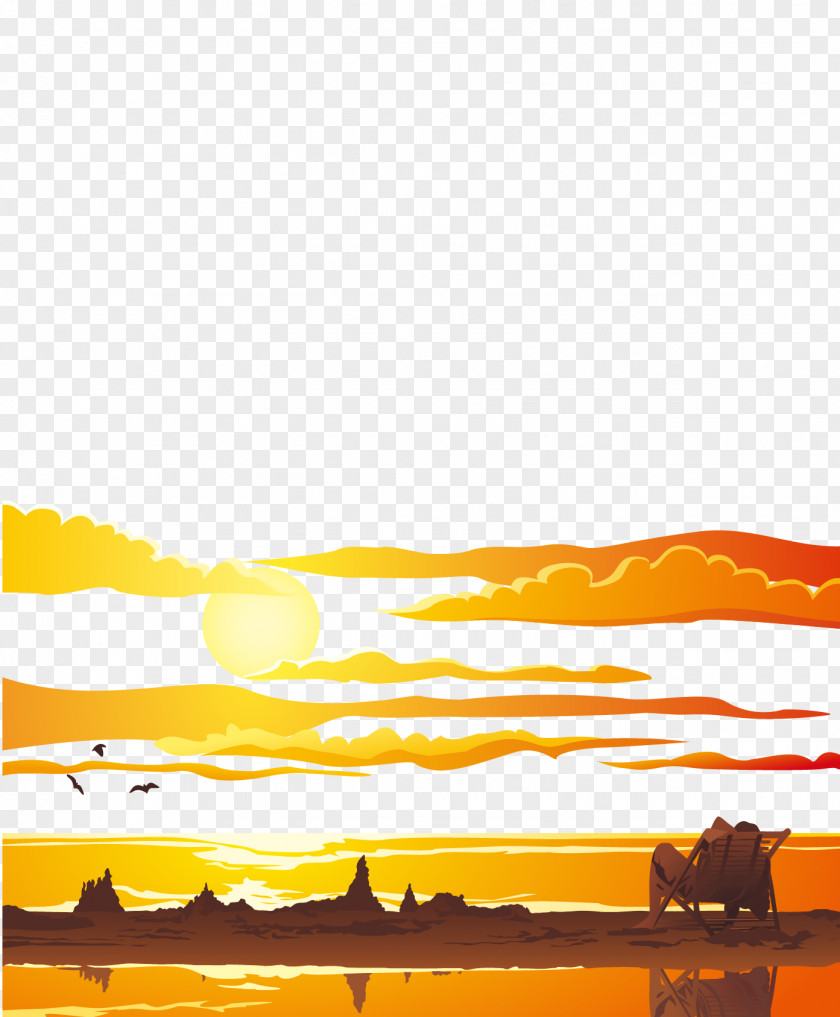 Vector Material Sunrise At Sea Euclidean Sunset PNG