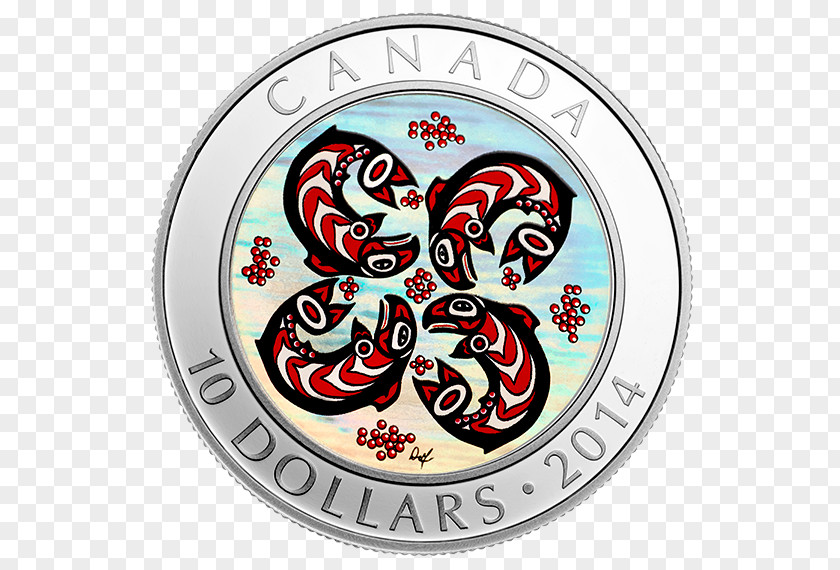 Beautiful Glow First Nations Art Salmon Canadian Cuisine Coin PNG