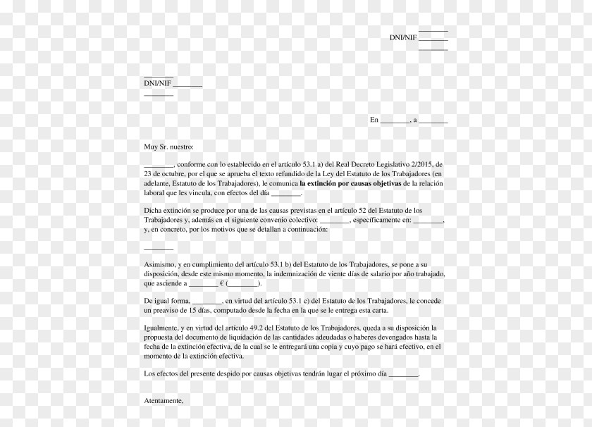 Cartas Document Termination Of Employment Letter Carta Comercial Laborer PNG