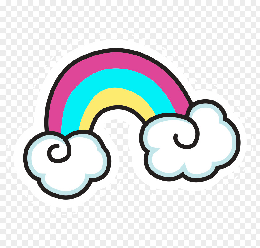 Kawaii Rainbow Bumper Sticker Iron-on Clip Art PNG