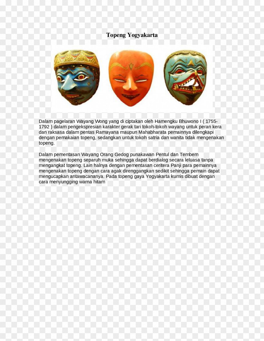 Yogyakarta Topeng Mask Cirebon PNG