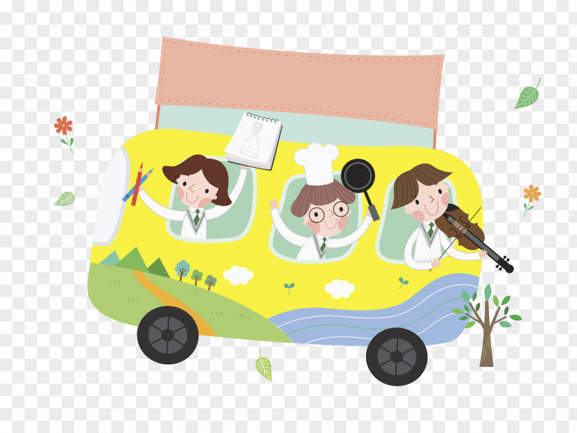 Hand Drawn School Bus South Korea Uad6dub9bduc911uc559uccaduc18cub144ub514ub524uc13cud130 Cartoon Illustration PNG