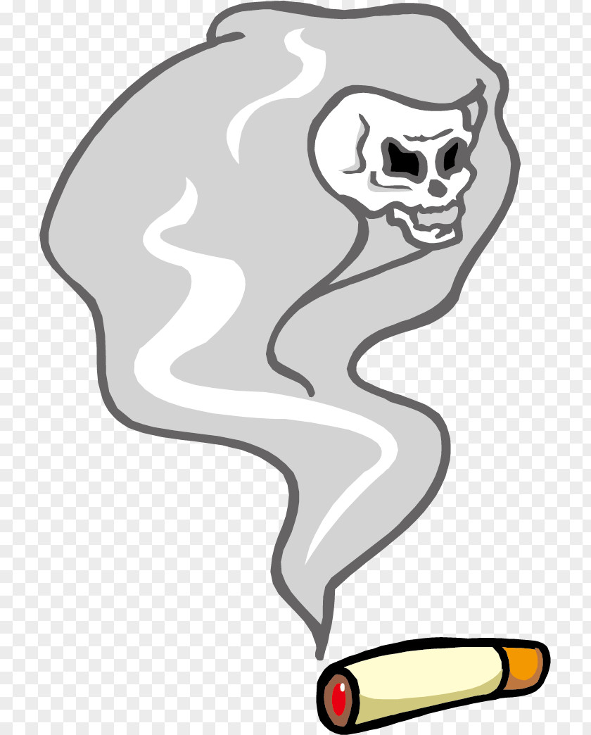 Vector Hand-painted Skull Cigarette Tobacco Smoking Clip Art PNG