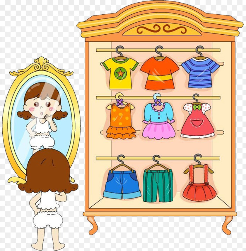 Cartoon Closet Mirror Illustration PNG