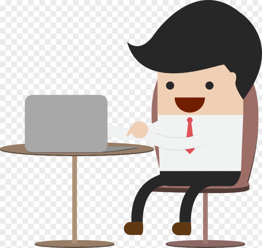 Operate A Computer Vector Character Laptop Businessperson Illustration PNG