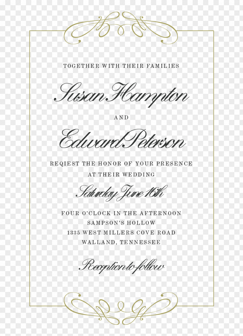 Vintage Style Wedding Invitation Convite Calligraphy PNG