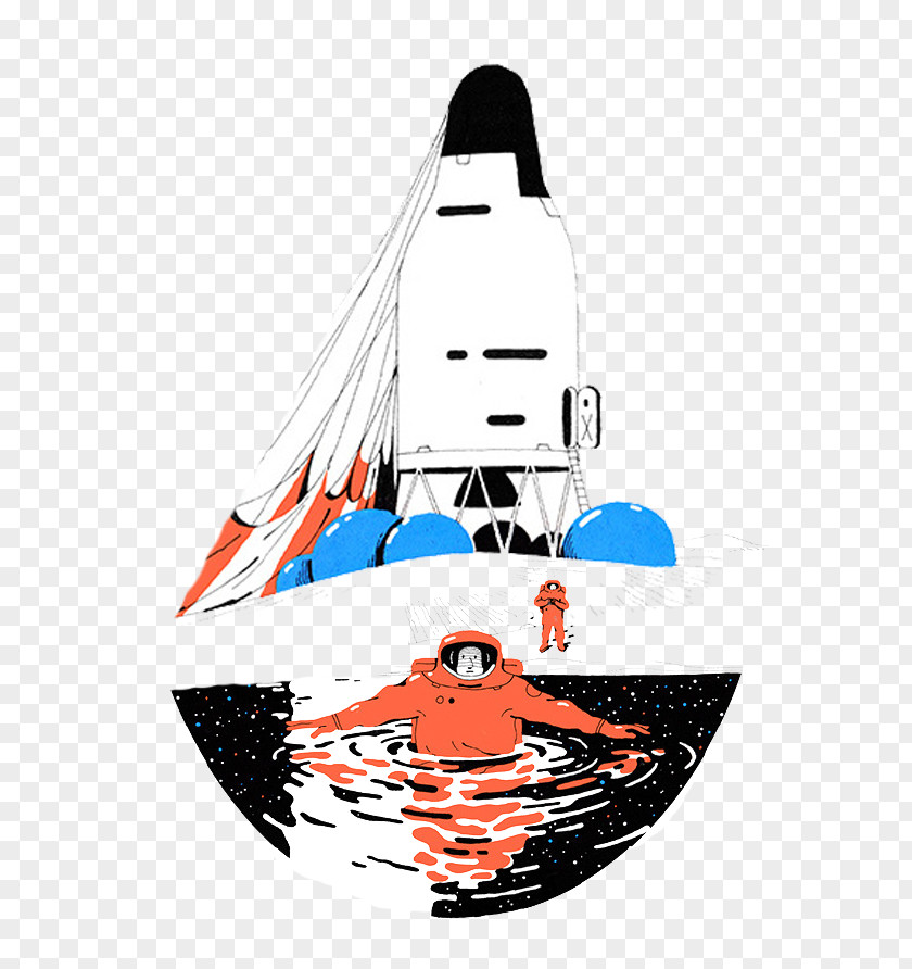 Cartoon Rocket Launch Illustrator Graphic Design Astronaut Illustration PNG