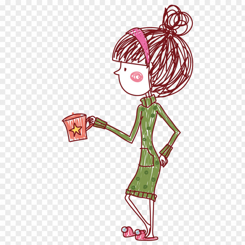 Leisurely Woman Cartoon Download PNG
