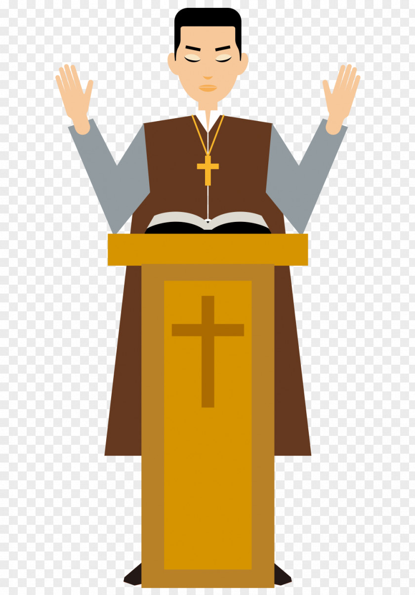 Christian Priests Painted Cartoon Man Pastor Priest Illustration PNG