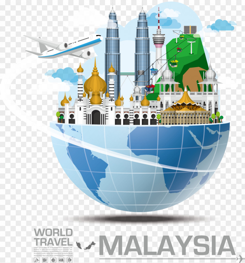 Decorative Building Malaysia Attractions Infographic Landmark Travel PNG