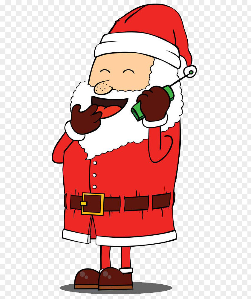Santa Claus On The Phone Telephone Photography Illustration PNG