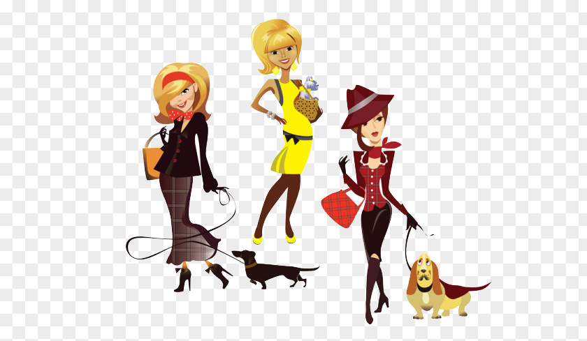 Three Women Dog Walking Woman Clip Art PNG