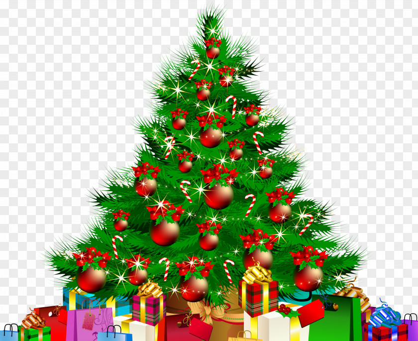 Transparent Christmas Tree And Giftss Clipart Santa Claus Gift Clip Art PNG