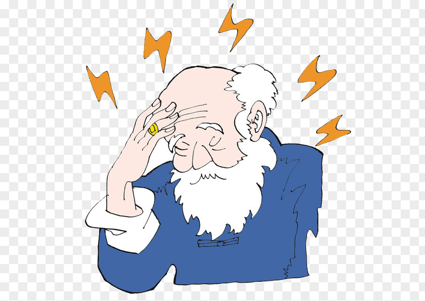 Bald White-bearded Old Man Age Headache Illustration PNG