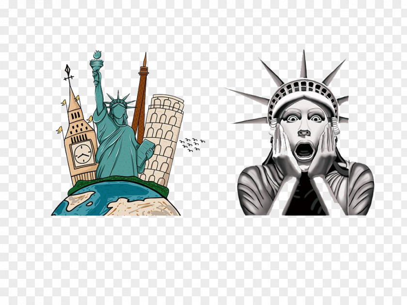 Creative American Statue Of Liberty Hand-painted Patterns Download PNG