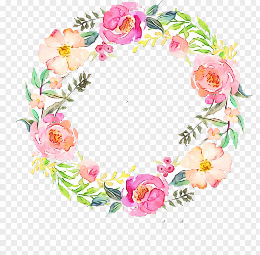 Rose Family Lei Watercolor Wreath Background PNG