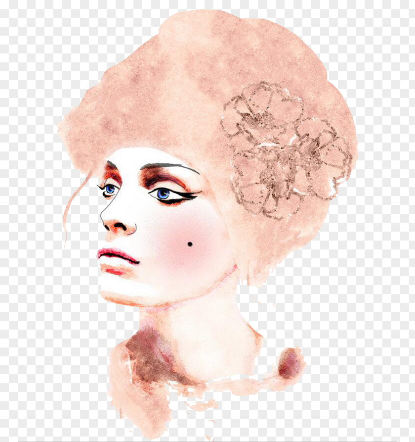Hand-painted Woman Fashion Illustration Watercolor Painting Portrait PNG