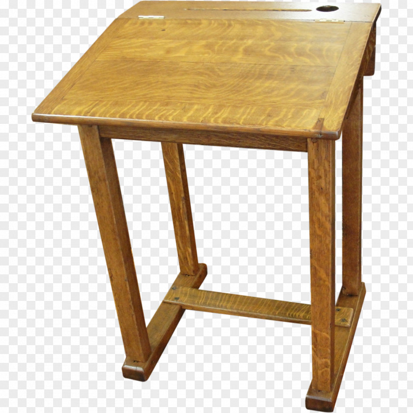 Oak Slant Top Desk Table Furniture School PNG