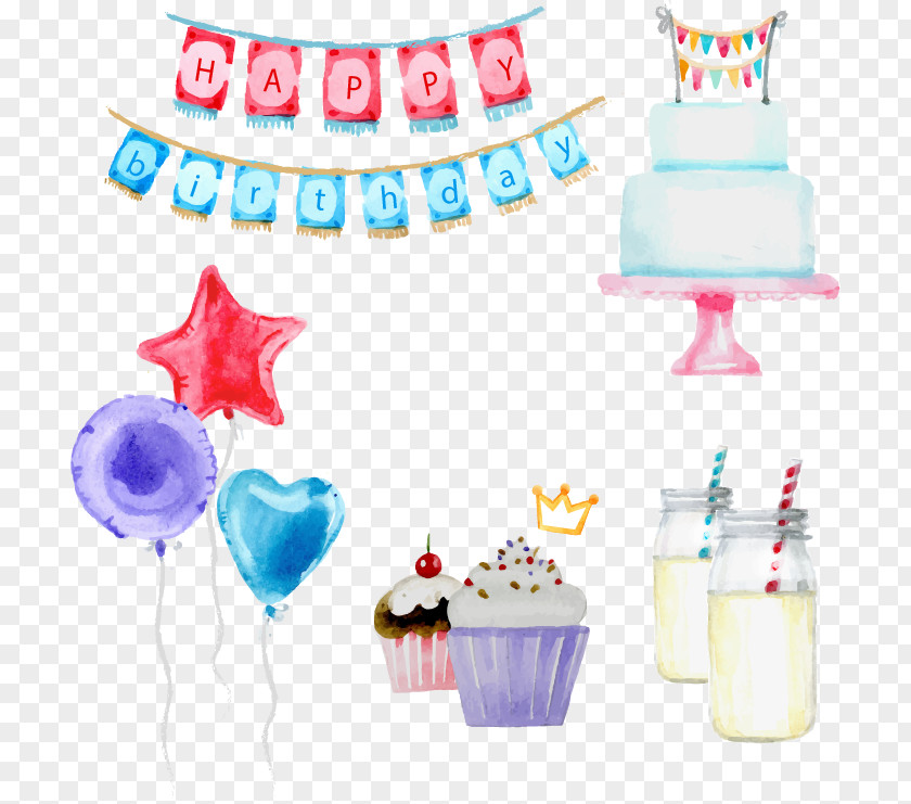 Vector Painted Cake Birthday PNG