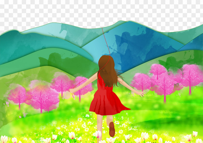 Hand Painted Field Illustration PNG