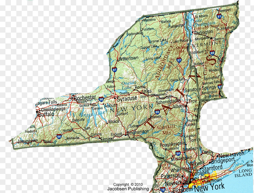 Map New York City Topographic Road Terrain Cartography PNG