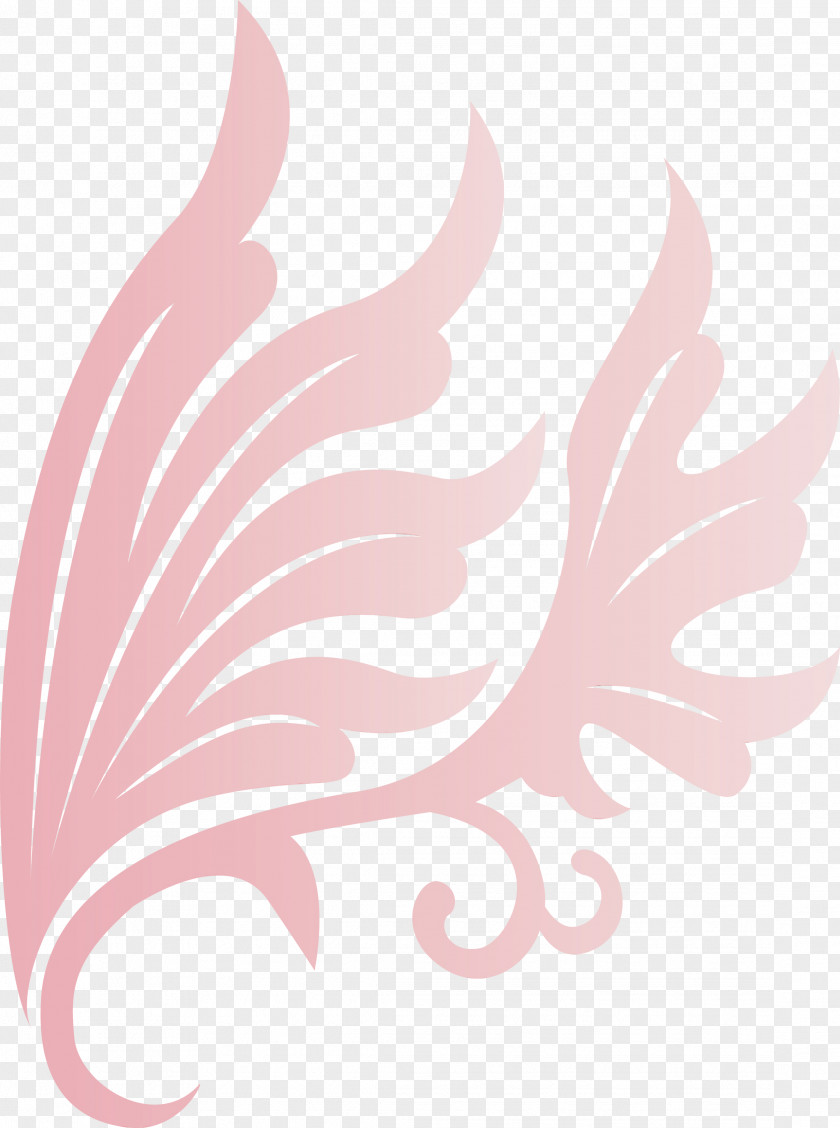 Pink Leaf Pattern Plant Wing PNG
