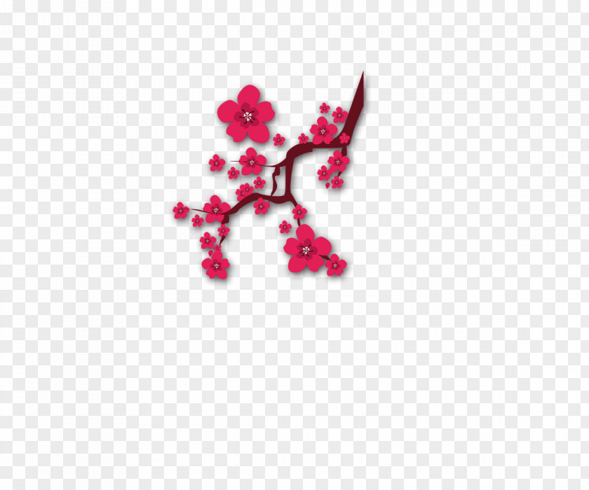 Plum Flower Blossom Chinoiserie Clip Art PNG
