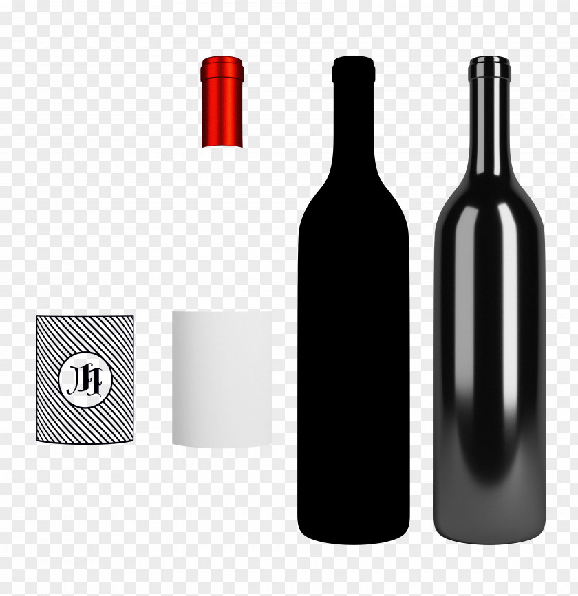 Wine Cooler Glass Bottle Mockup PNG