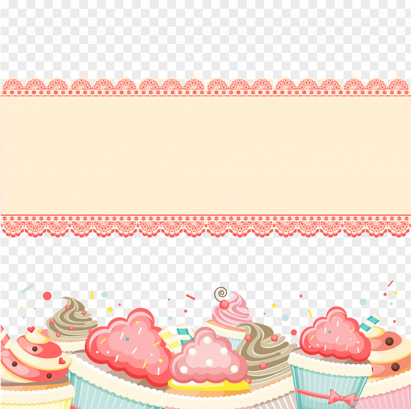 Decorative Birthday Card Vector Illustration Cake Cupcake Greeting PNG