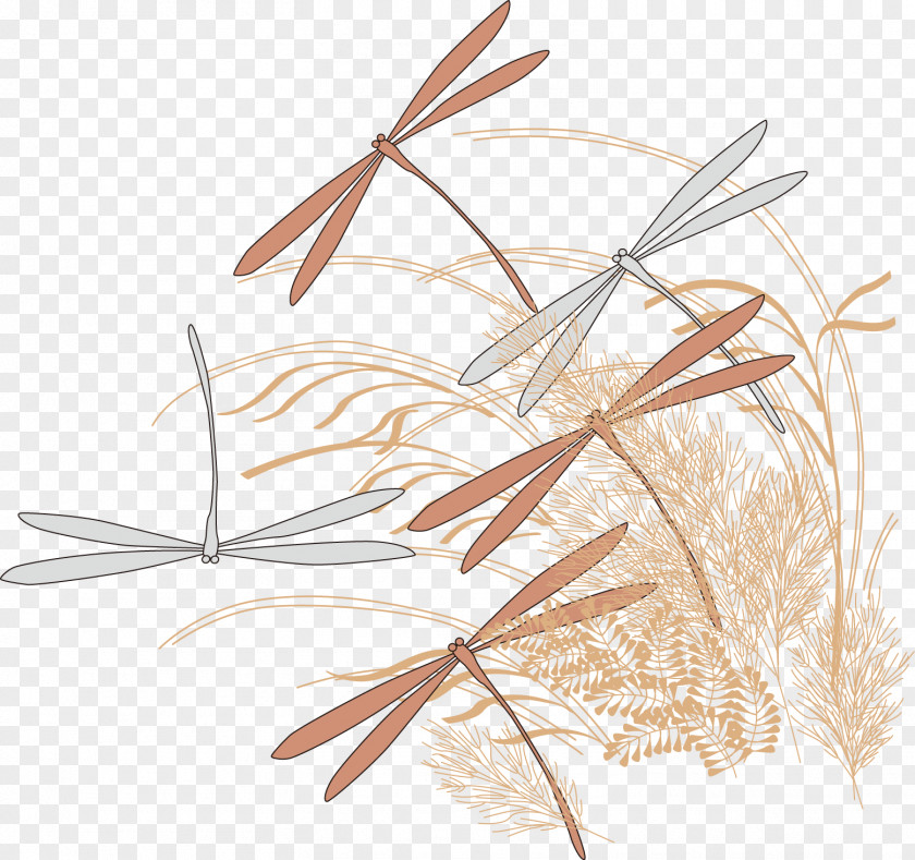 Vector Dragonfly Plant Ukiyo-e Adobe Illustrator Illustration PNG