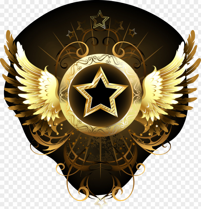 Golden Wings Logo Gold Circle Star Ornament PNG
