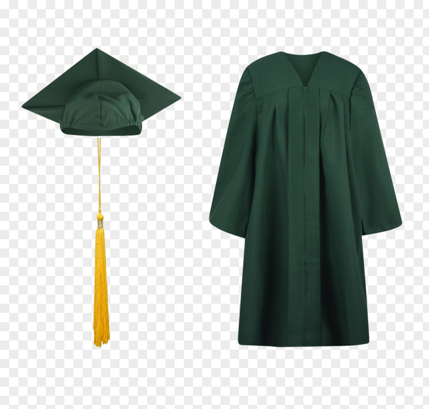 High School Graduation Gown Green Academic Dress Square Cap Ceremony PNG