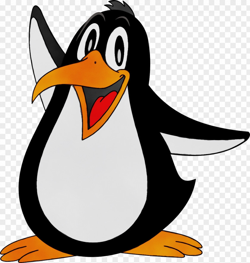 Emperor Penguin Animated Cartoon Watercolor Background PNG