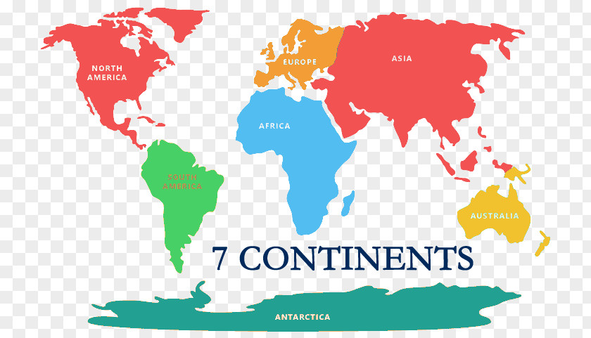 Seven Continents Map World Continent Ocean PNG