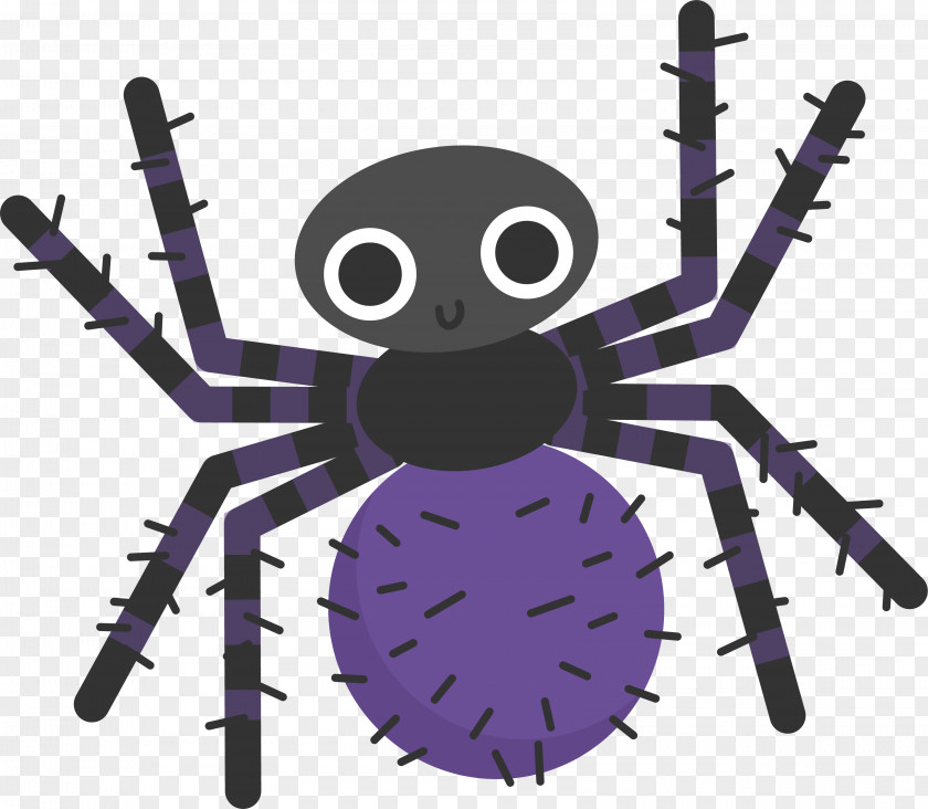 Cartoon Crawler Spider Web Reptile Halloween PNG