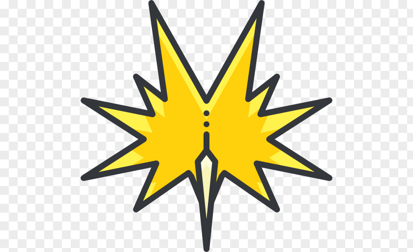 Yellow Explosion Sign Leaf Star Pattern PNG