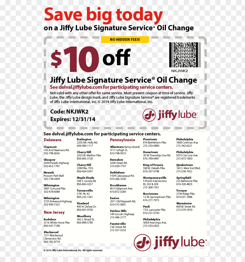 Car Jiffy Lube Coupon Valvoline Discounts And Allowances PNG