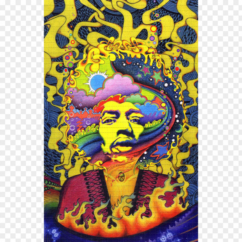 Jimi Hendrix Psychedelic Art Canvas Artist Painting PNG