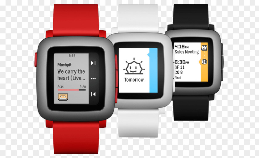 Pebble Time Smartwatch Red PNG