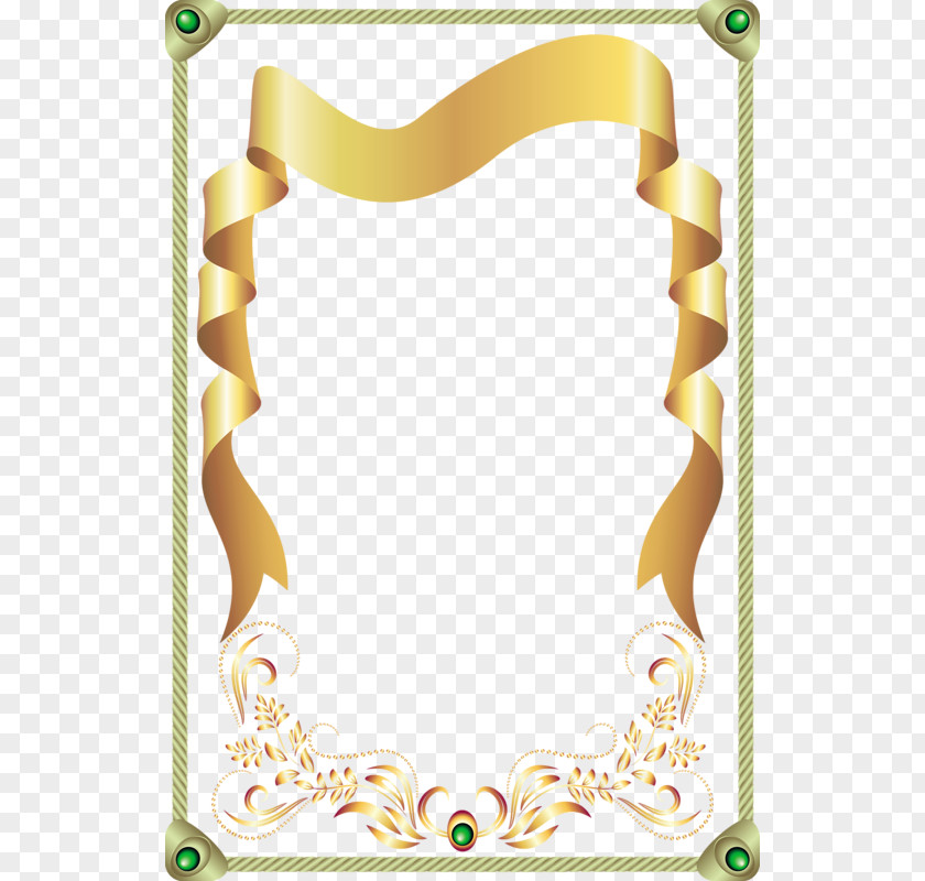 Gold Ribbon Border Green Gems PNG ribbon border green gems clipart PNG