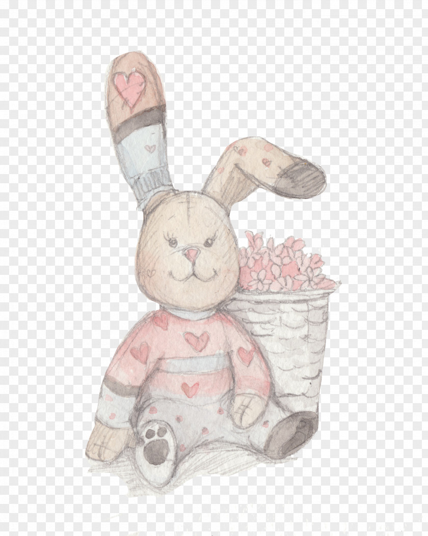 Cartoon Rabbit Somebunny Loves You! Drawing Watercolor Painting PNG