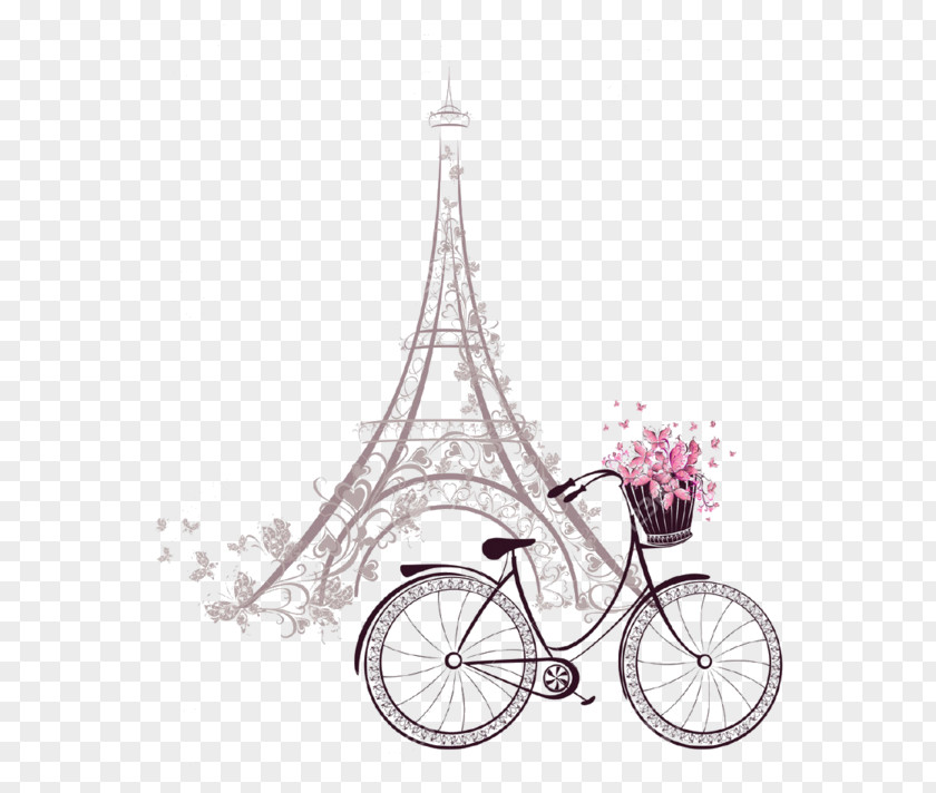 Eiffel Tower Drawing Bicycle Image PNG