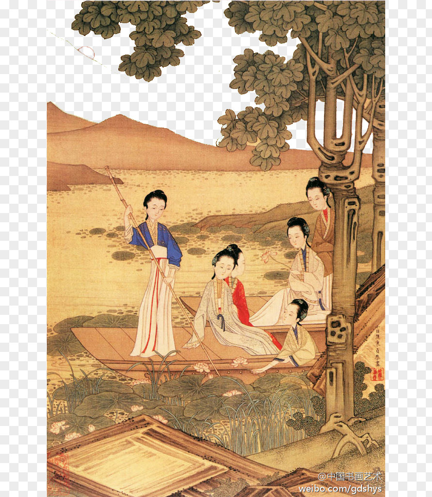 Parasol Tree Farming Background Material China Along The River During Qingming Festival Qing Dynasty Chinese Painting PNG