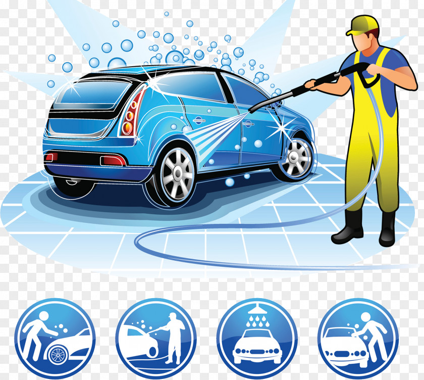 Car Wash Beauty Care Services Cartoon Illustration PNG